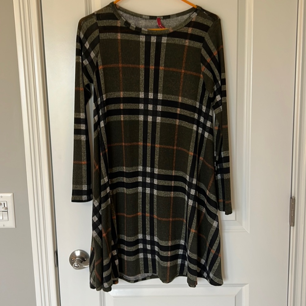 Boutique Bellamie Tartan Green Dress OS